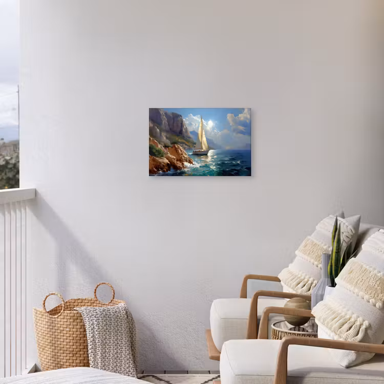 Buiten canvas - Zeilschip - Zee - Rotsen - Wolken — 4