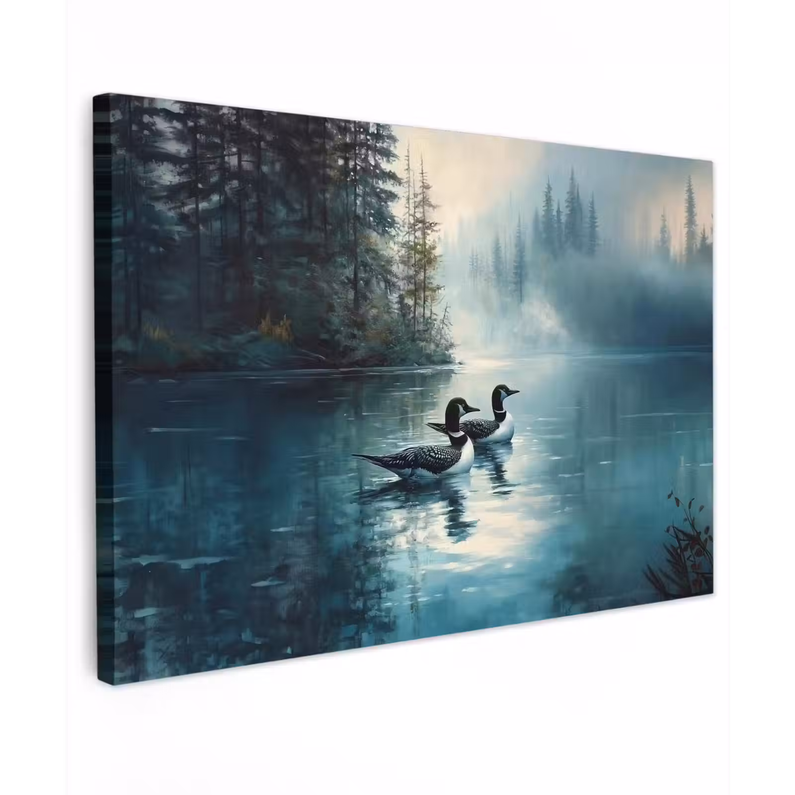 Buiten canvas - Bos - Water - Eenden - Mistig — 1
