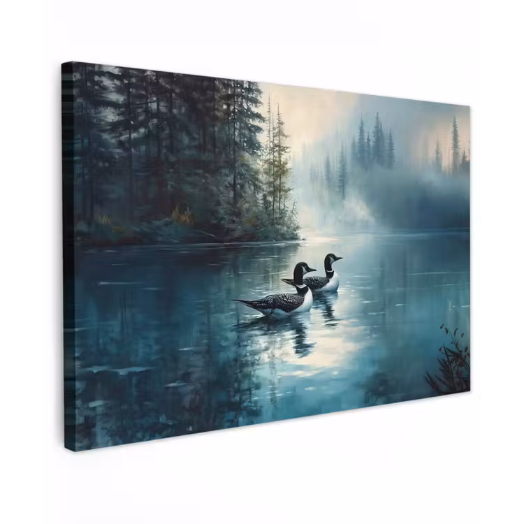 Buiten canvas - Bos - Water - Eenden - Mistig — 1