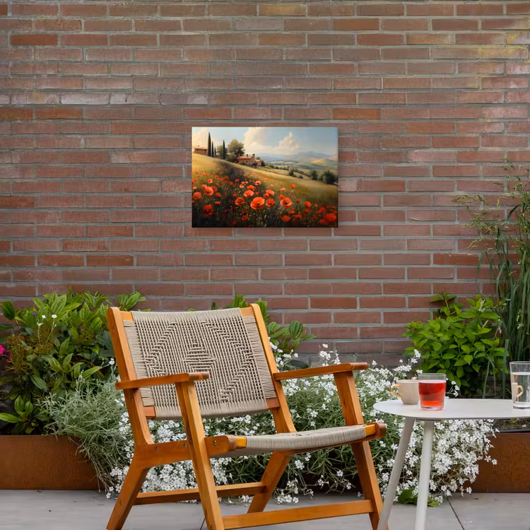 Buiten canvas - Klaprozen - Rood - Heuvels - Landschap — 2