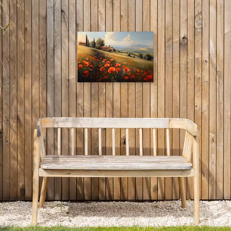 Buiten canvas - Klaprozen - Rood - Heuvels - Landschap — 3