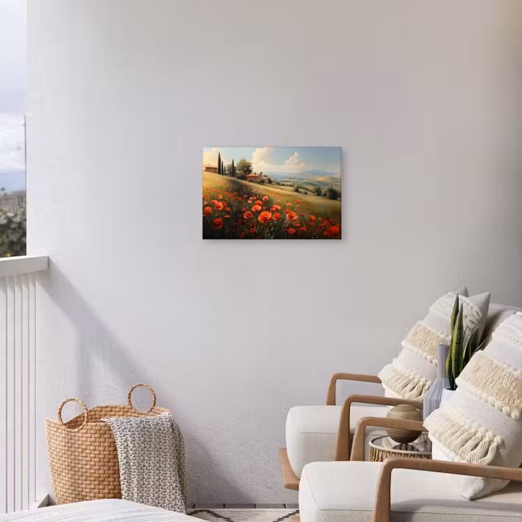 Buiten canvas - Klaprozen - Rood - Heuvels - Landschap — 4