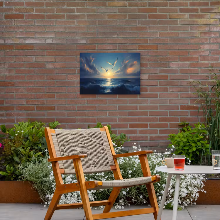 Buiten canvas - Meeuwen - Zee - Wolken -Blauw — 2