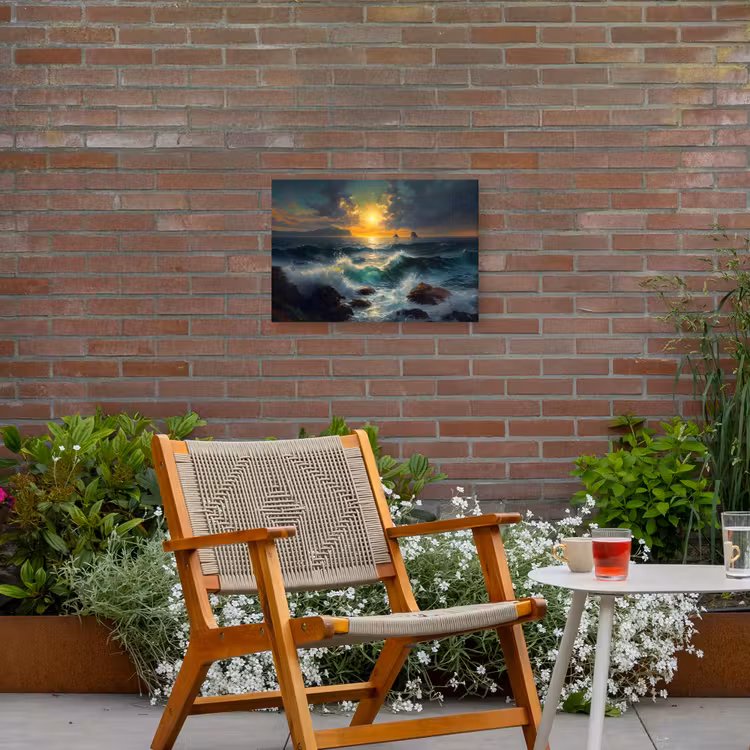 Buiten canvas - Zee - Zon - Golven - Rotsen — 2