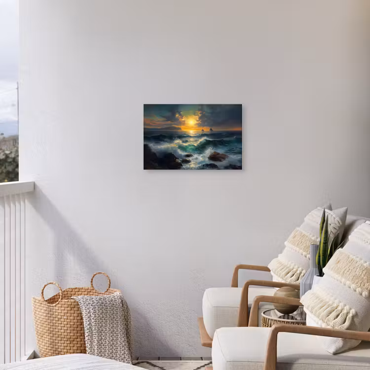 Buiten canvas - Zee - Zon - Golven - Rotsen — 4