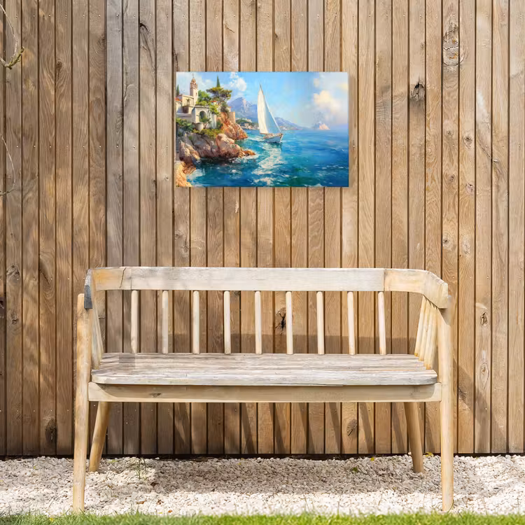 Buiten canvas - Zeilboot - Rotsen - Kust - Huizen — 3