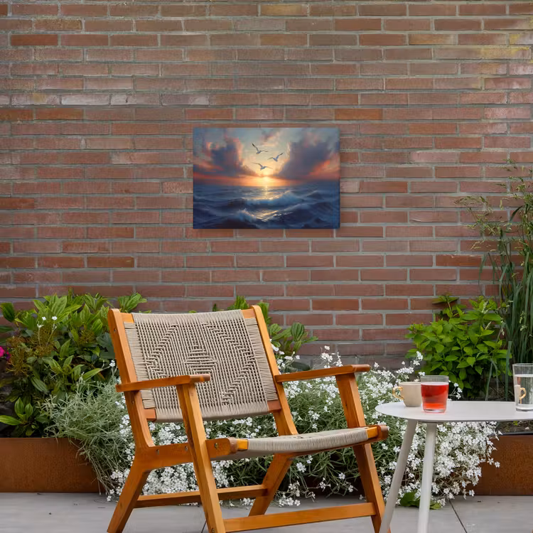 Buiten canvas - Meeuwen - Zonsondergang - Zee - Wolken — 2