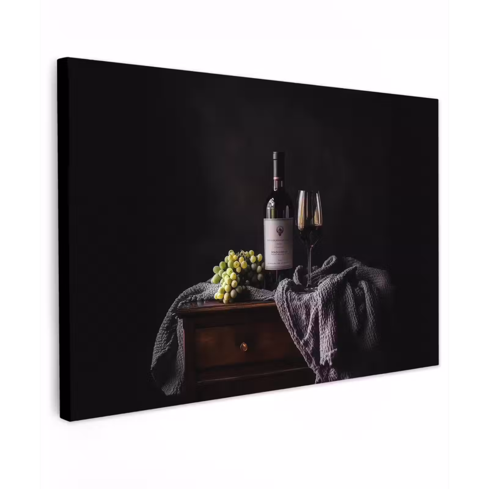 Buiten canvas - Druiven - Wijn - Rood - Tafel — 1