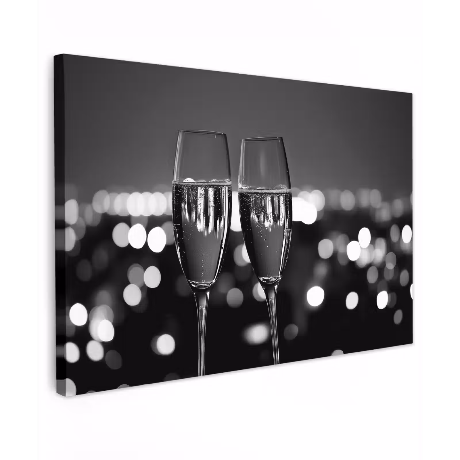 Buiten canvas - Bubbels - Proosten - Champagneglazen - Stadslichten — 1