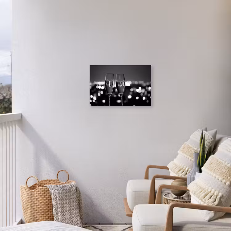 Buiten canvas - Bubbels - Proosten - Champagneglazen - Stadslichten — 4