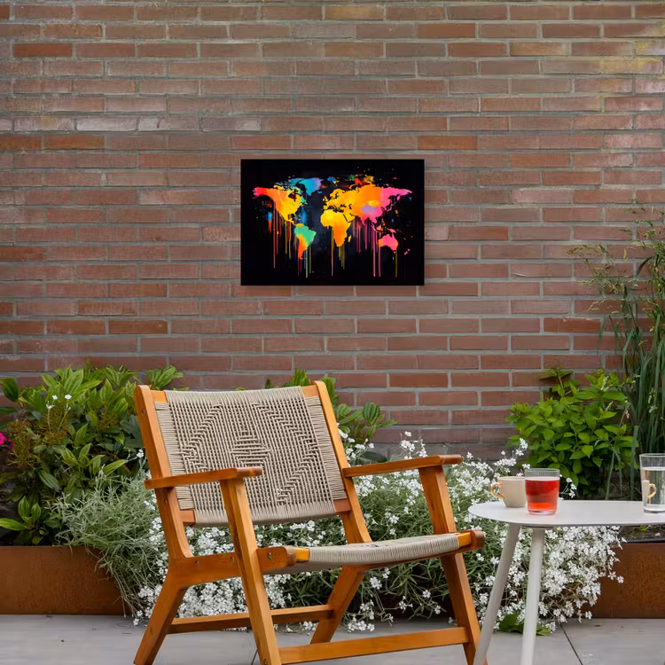 Buiten canvas - Wereldkaart - Verf - Kleurrijk - Graffiti - Wereld — 2