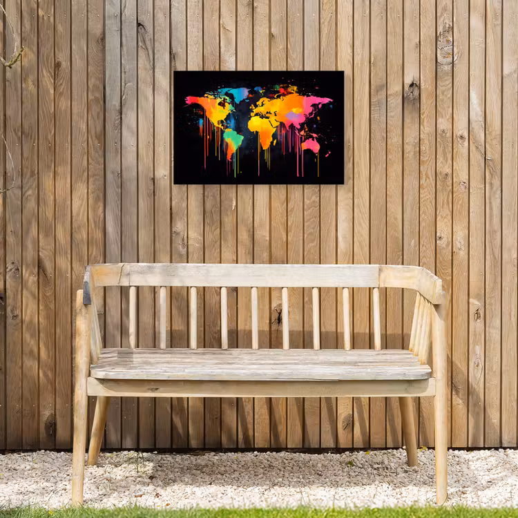 Buiten canvas - Wereldkaart - Verf - Kleurrijk - Graffiti - Wereld — 3