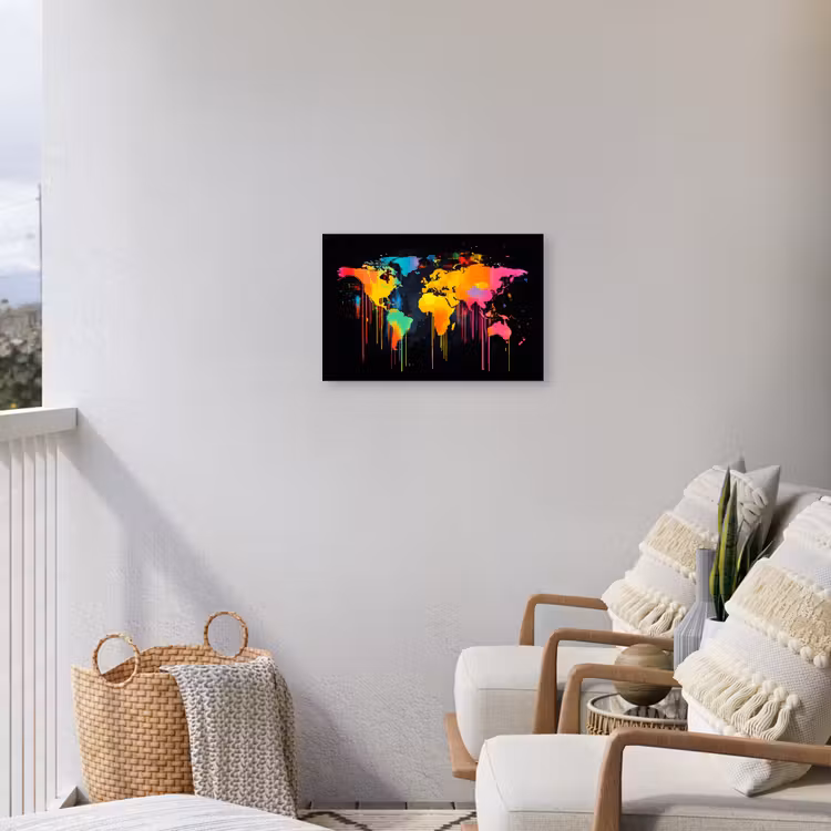 Buiten canvas - Wereldkaart - Verf - Kleurrijk - Graffiti - Wereld — 4
