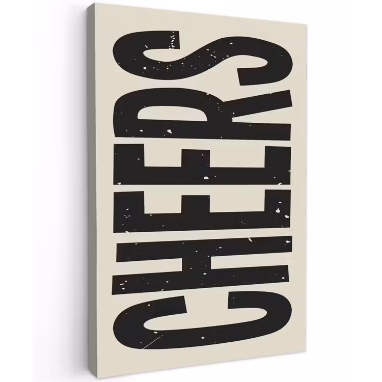 Buiten canvas - Cheers - Japandi - Zwart - Letters — 1