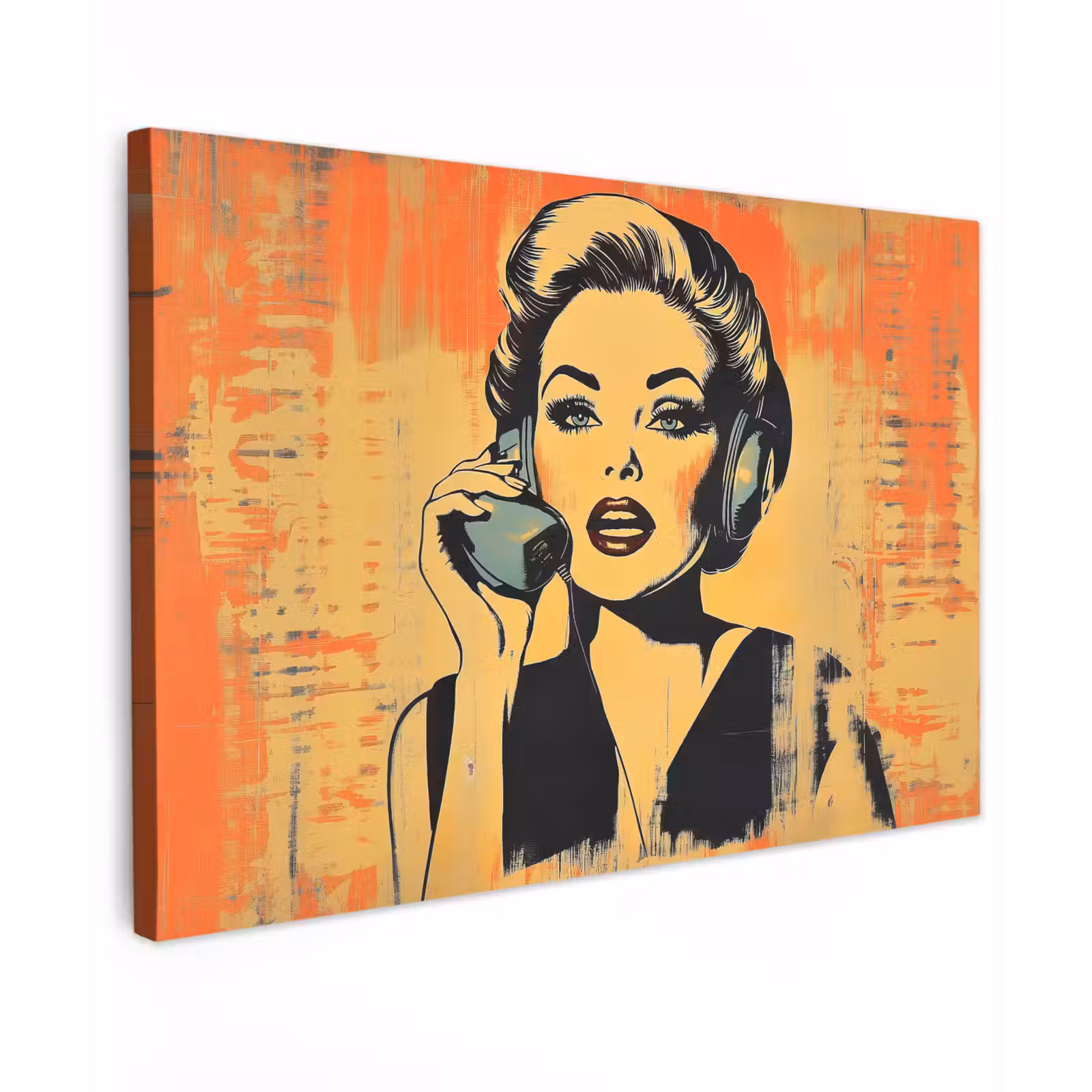 Buiten canvas - Retro - Vrouw - Koptelefoon - Oranje — 1