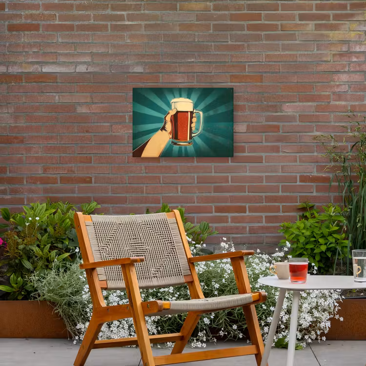 Buiten canvas - Bierglas - Schuim - Retro - Groen — 2