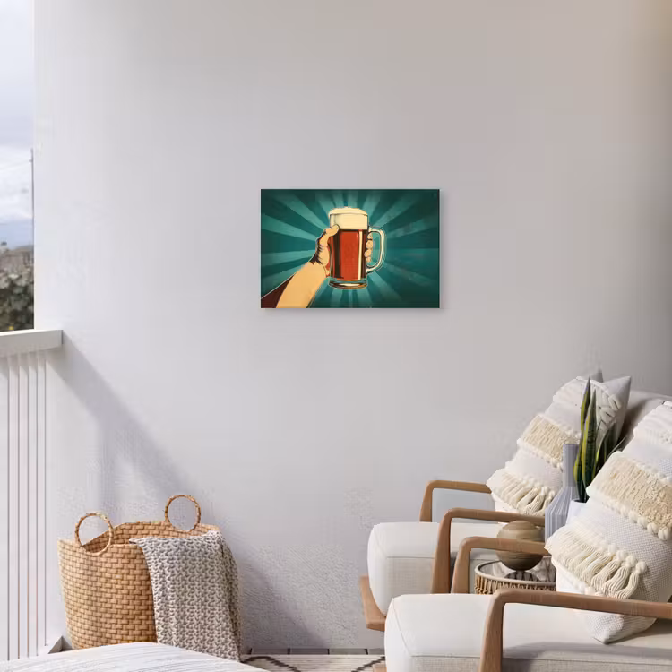 Buiten canvas - Bierglas - Schuim - Retro - Groen — 4