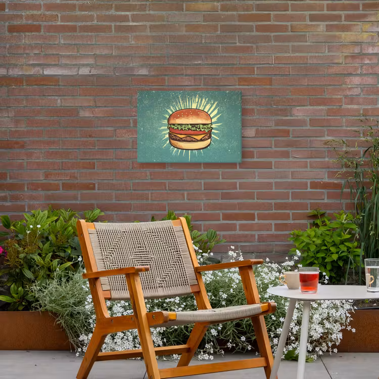 Buiten canvas - Hamburger - Illustratie - Sla - Kaas — 2