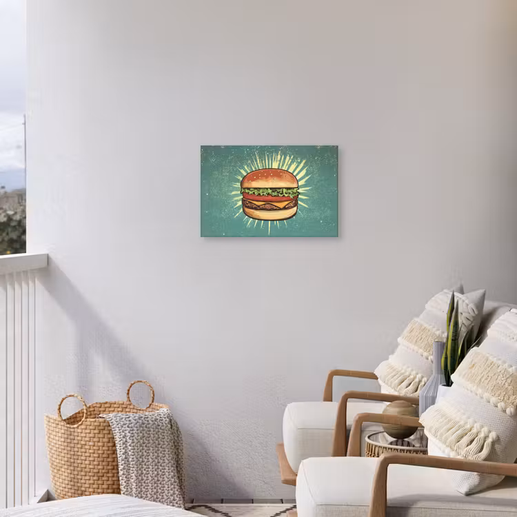 Buiten canvas - Hamburger - Illustratie - Sla - Kaas — 4