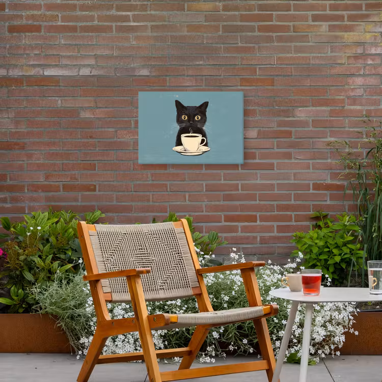 Buiten canvas - Kat - Zwart - Koffie - Minimalistisch — 2