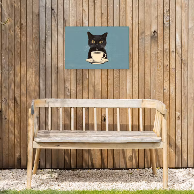 Buiten canvas - Kat - Zwart - Koffie - Minimalistisch — 3