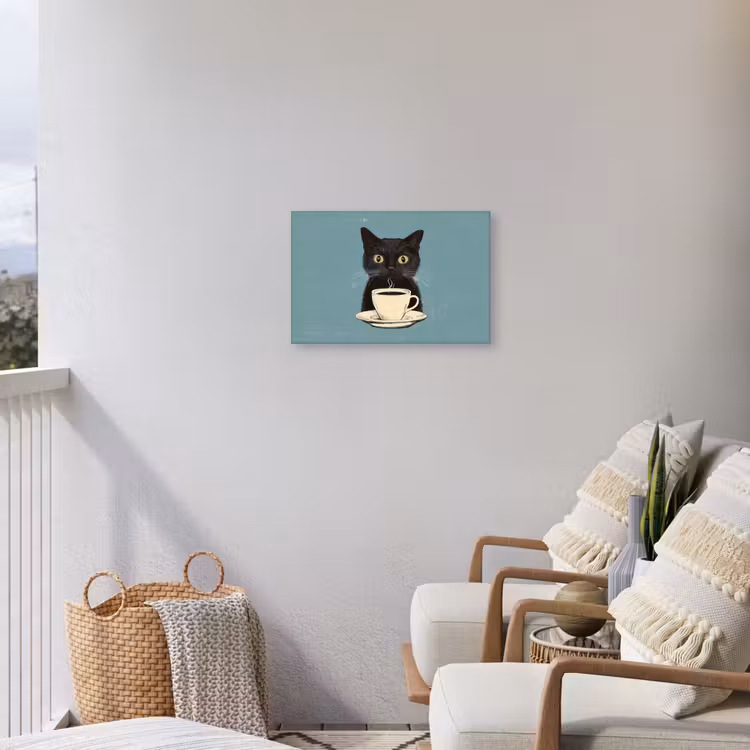 Buiten canvas - Kat - Zwart - Koffie - Minimalistisch — 4