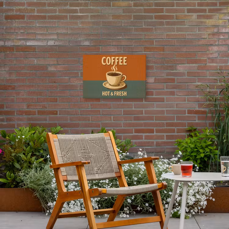 Buiten canvas - Koffie - Kop - Vintage - Quote — 2