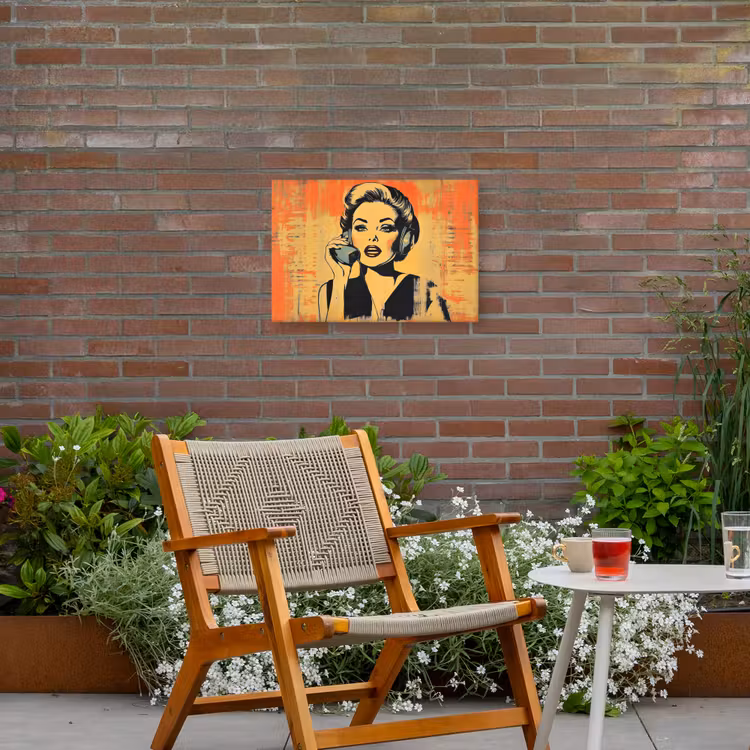 Buiten canvas - Retro - Vrouw - Koptelefoon - Oranje — 2