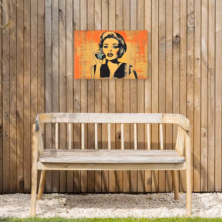 Buiten canvas - Retro - Vrouw - Koptelefoon - Oranje — 3