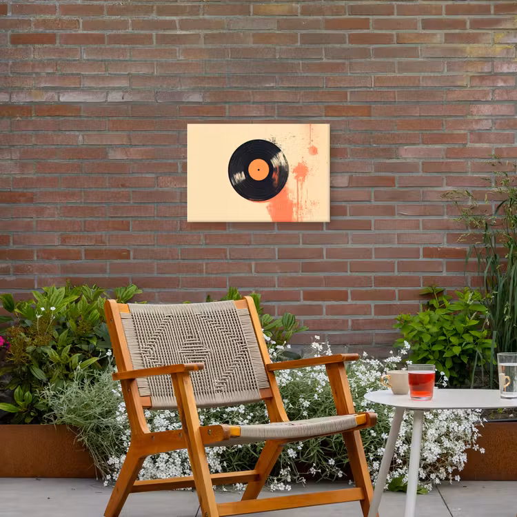 Buiten canvas - Vinylplaat - Zwart - Verfspatten - Retro — 2