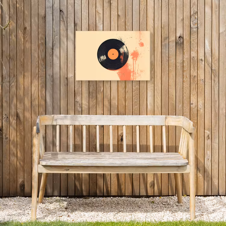 Buiten canvas - Vinylplaat - Zwart - Verfspatten - Retro — 3