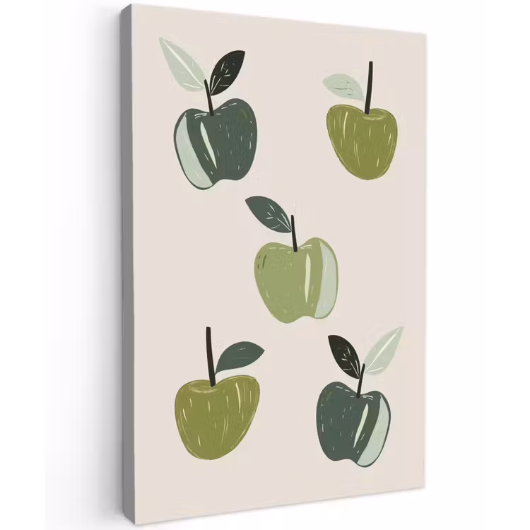 Buiten canvas - Appels - Groen - Illustratie - Bladeren — 1