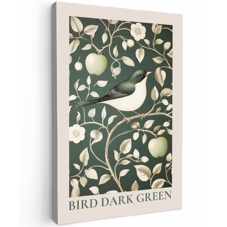 Buiten canvas - Groen - Vogel - Bloemen — 1