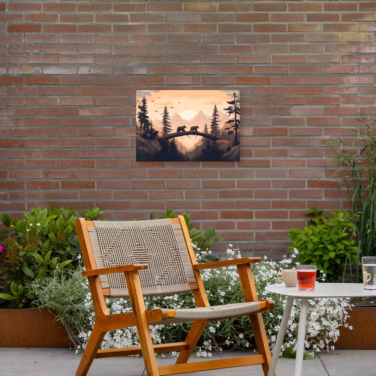 Buiten canvas - Beren - Bomen - Landschap - Zonsondergang — 2