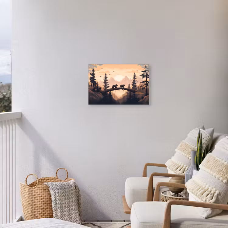 Buiten canvas - Beren - Bomen - Landschap - Zonsondergang — 4