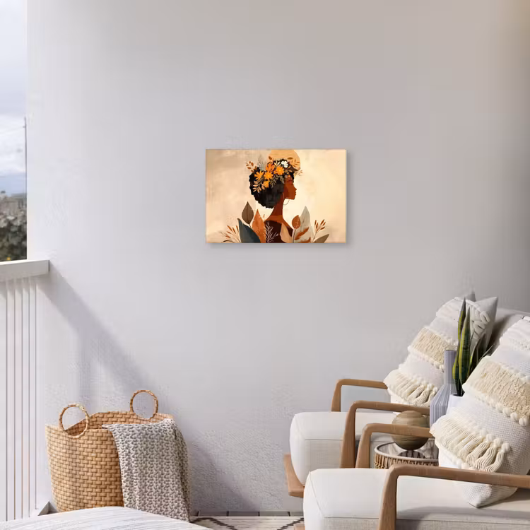 Buiten canvas - Vrouw - Krullen - Bloemen - Beige — 4