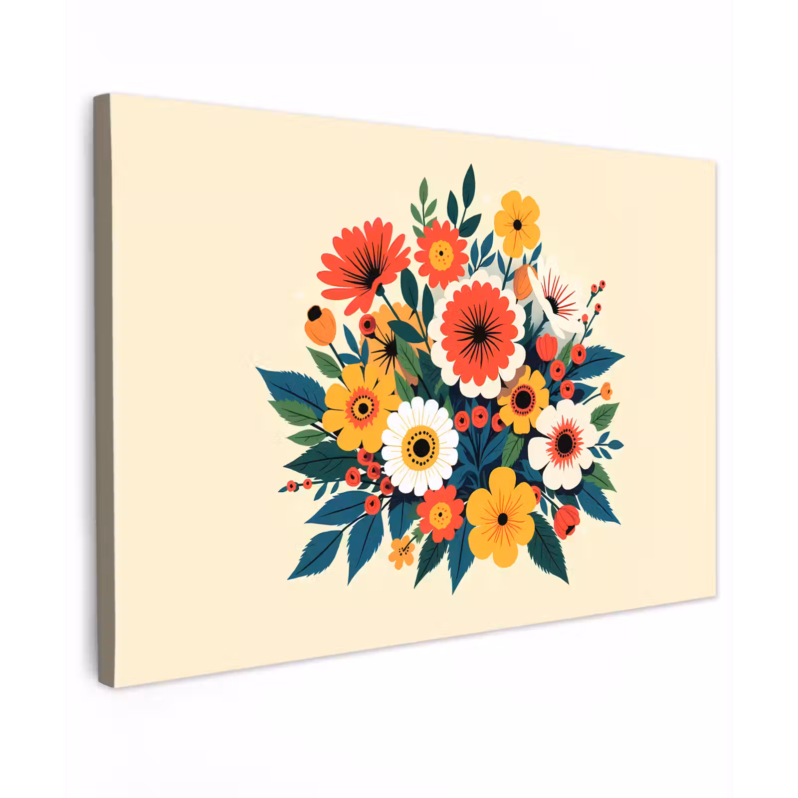 Buiten canvas - Boeket - Bladeren - Illustratie - Kleurrijk — 1