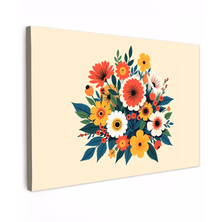 Buiten canvas - Boeket - Bladeren - Illustratie - Kleurrijk — 1