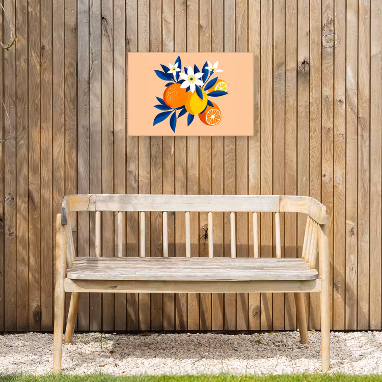 Buiten canvas - Illustratie - Sinaasappels - Donkerblauw - Bloemen — 3