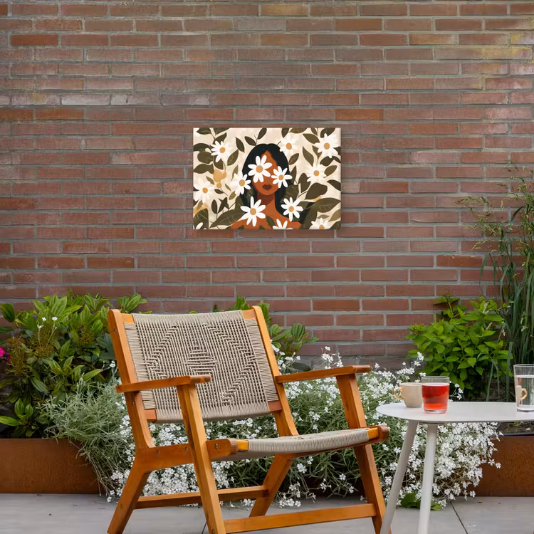 Buiten canvas - Illustratie - Vrouw - Madeliefjes - Wit — 2