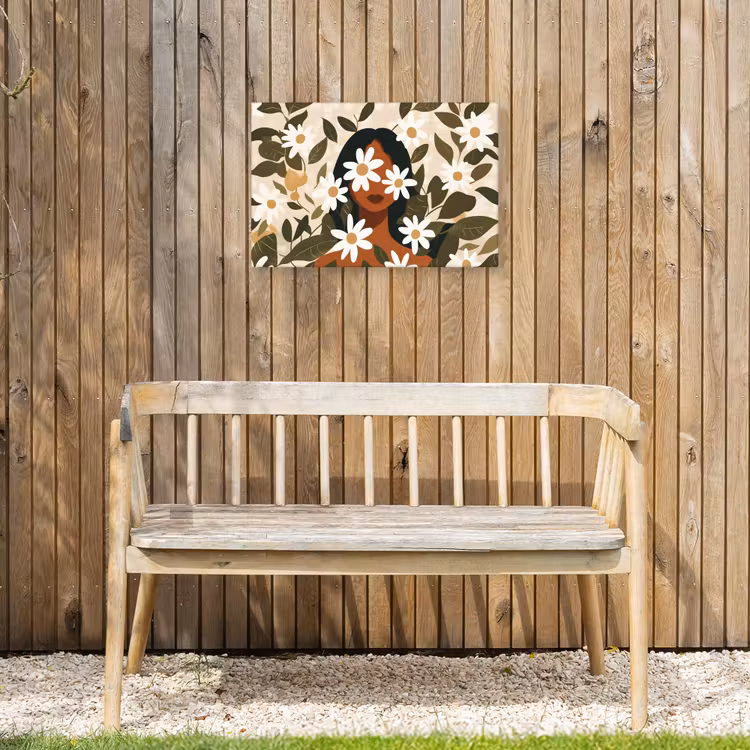 Buiten canvas - Illustratie - Vrouw - Madeliefjes - Wit — 3