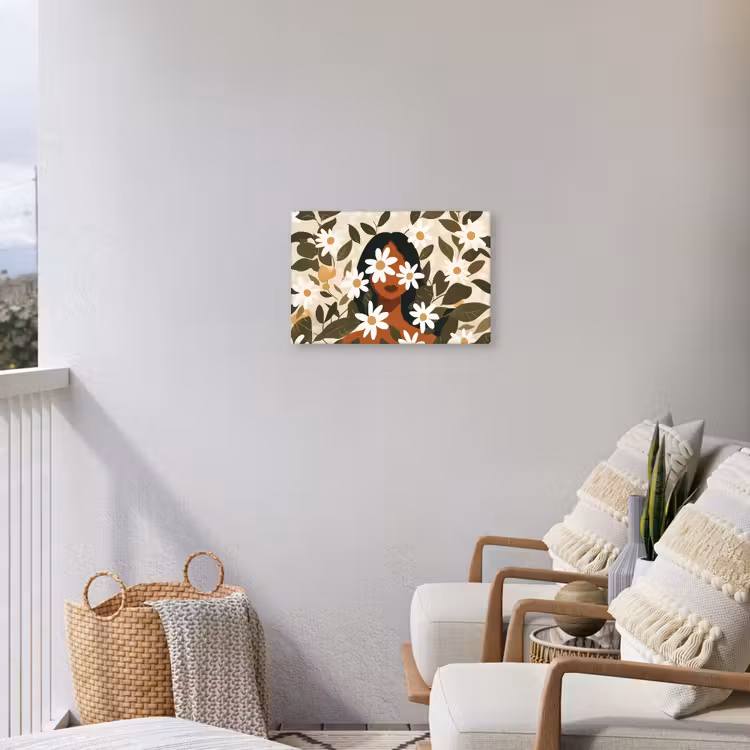 Buiten canvas - Illustratie - Vrouw - Madeliefjes - Wit — 4