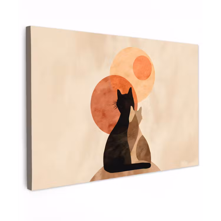 Buiten canvas - Katten - Zwart - Abstract - Cirkels — 1