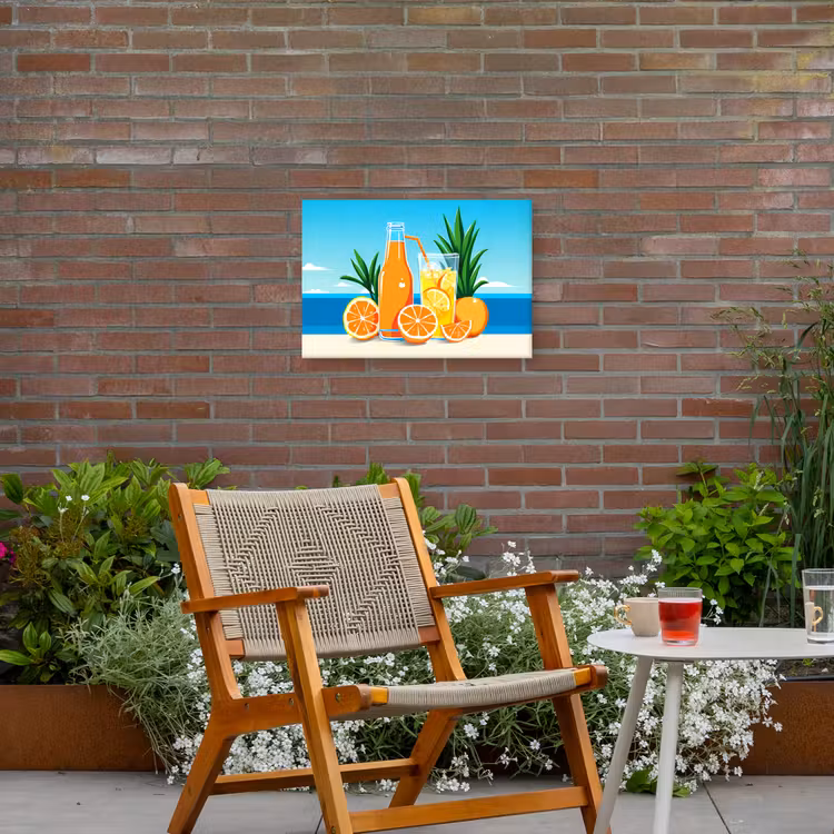 Buiten canvas - Sinaasappels - Ijsblokjes - Zee - Illustratie — 2