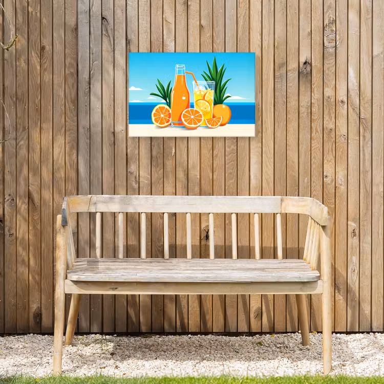 Buiten canvas - Sinaasappels - Ijsblokjes - Zee - Illustratie — 3