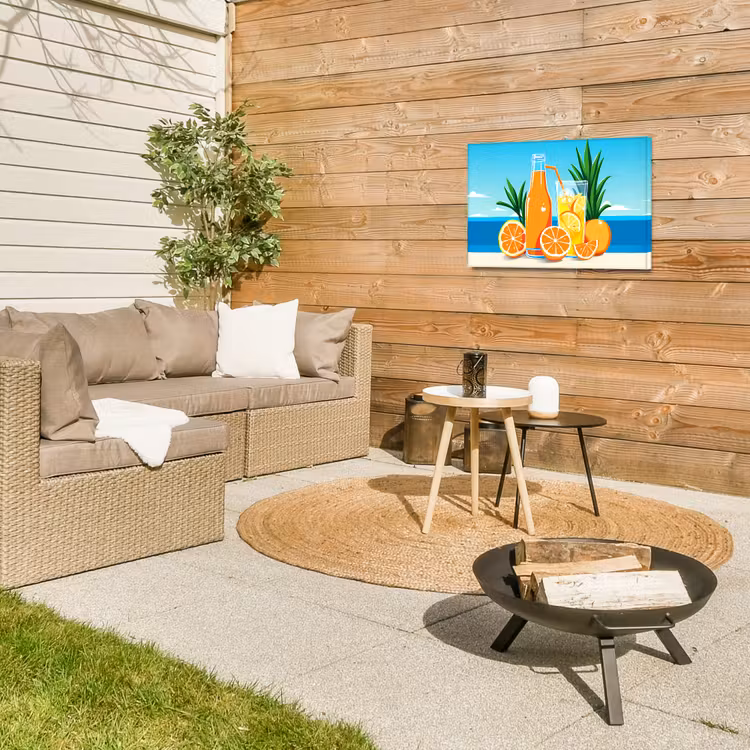 Buiten canvas - Sinaasappels - Ijsblokjes - Zee - Illustratie — 5