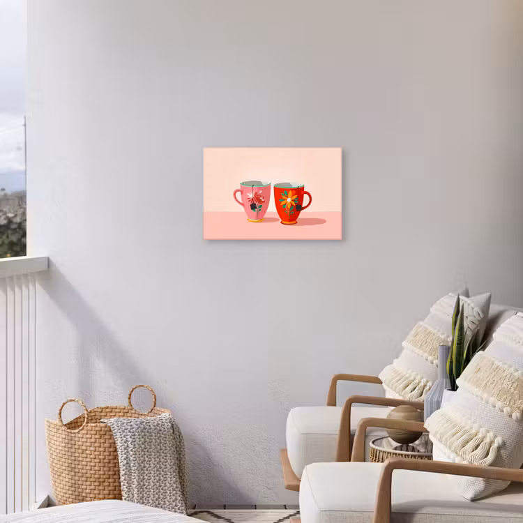 Buiten canvas - Theekopjes - Bloemmotieven - Roze - Theezakjes — 4