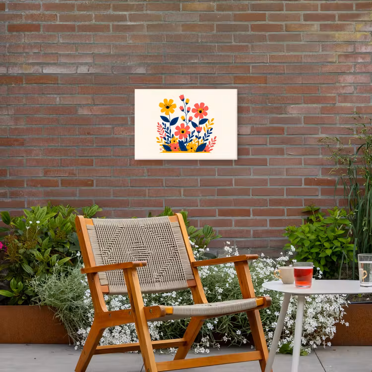 Buiten canvas - Illustratie - Bloemen - Bladeren - Roze — 2