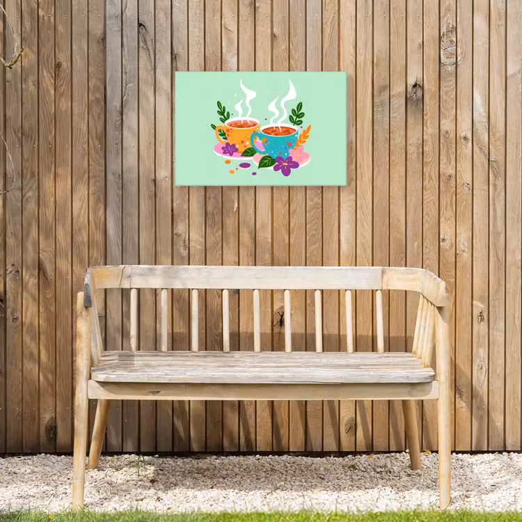 Buiten canvas - Thee - Illustratie - Kopjes - Bloemen — 3