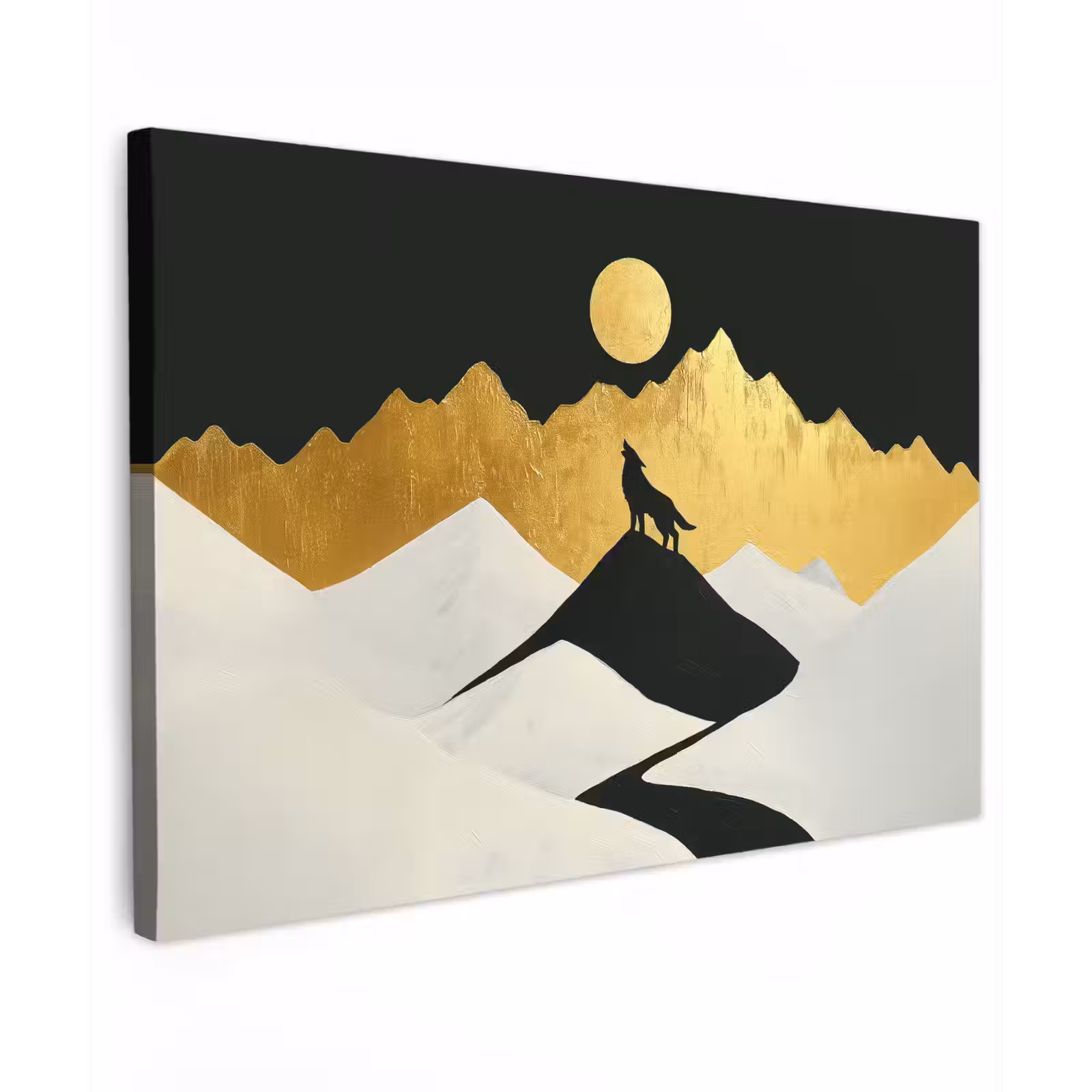 Buiten canvas - Wolf - Bergen - Maan - Zwart — 1